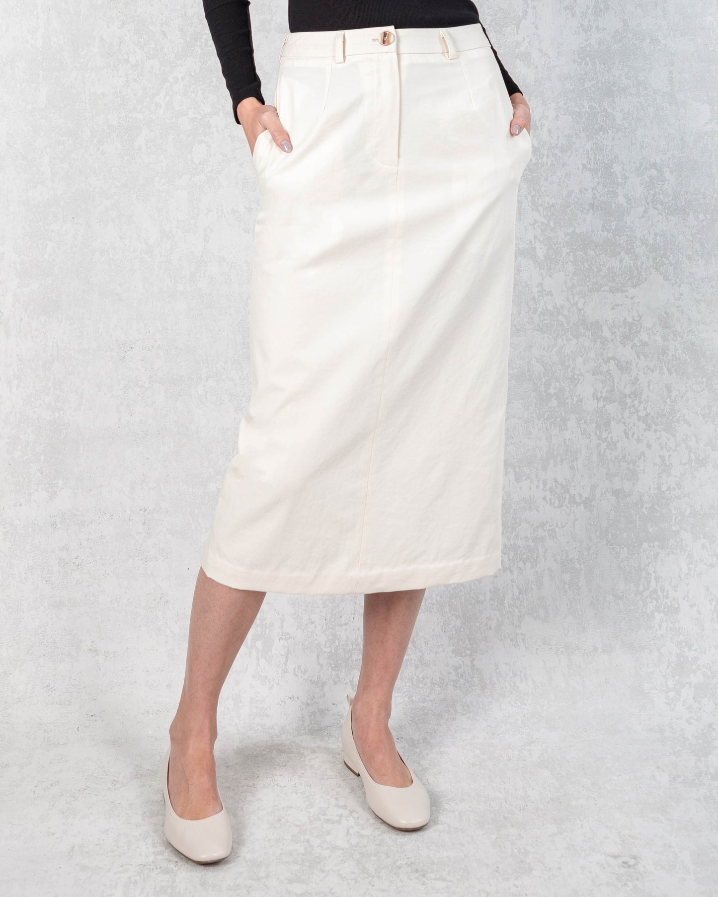 100% Cotton Plaza Pencil Midi Skirt